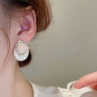 1 Paire Dame Ovale Émail Incruster Alliage Diamant Artificiel Boucles D'oreilles main image 8
