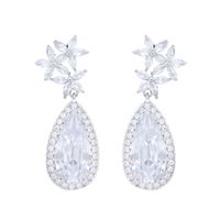 1 Pair Elegant Water Droplets Snowflake Plating Inlay Copper Artificial Gemstones Rhodium Plated Drop Earrings main image 2