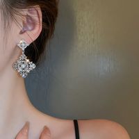 Wholesale Jewelry Streetwear Argyle Alloy Artificial Pearls Rhinestones Inlay Drop Earrings main image 4
