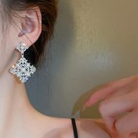 Wholesale Jewelry Streetwear Argyle Alloy Artificial Pearls Rhinestones Inlay Drop Earrings main image 3
