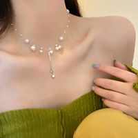 Elegant Heart Shape Imitation Pearl Alloy Beaded Plating Inlay Rhinestones Pearl Women's Pendant Necklace sku image 21