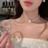 Elegante Forma De Corazón Perla De Imitación Aleación Con Cuentas Enchapado Embutido Diamantes De Imitación Perla Mujeres Collar Colgante sku image 37