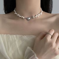 Elegant Heart Shape Imitation Pearl Alloy Beaded Plating Inlay Rhinestones Pearl Women's Pendant Necklace sku image 22