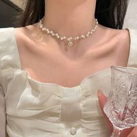 Elegant Heart Shape Imitation Pearl Alloy Beaded Plating Inlay Rhinestones Pearl Women's Pendant Necklace sku image 51