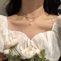 Elegante Forma De Corazón Perla De Imitación Aleación Con Cuentas Enchapado Embutido Diamantes De Imitación Perla Mujeres Collar Colgante sku image 3