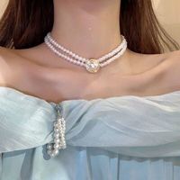 Elegant Heart Shape Imitation Pearl Alloy Beaded Plating Inlay Rhinestones Pearl Women's Pendant Necklace sku image 38