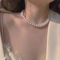 Elegant Heart Shape Imitation Pearl Alloy Beaded Plating Inlay Rhinestones Pearl Women's Pendant Necklace sku image 4