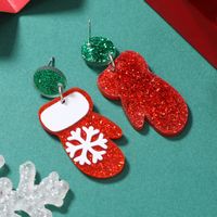 1 Pair Cute Christmas Tree Christmas Socks Snowflake Painted Arylic Drop Earrings main image 9