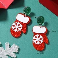 1 Pair Cute Christmas Tree Christmas Socks Snowflake Painted Arylic Drop Earrings sku image 2