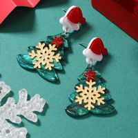 1 Pair Cute Christmas Tree Christmas Socks Snowflake Painted Arylic Drop Earrings main image 7