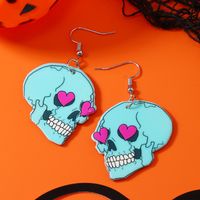 1 Pair Funny Heart Shape Skull Painted Arylic Drop Earrings main image 3