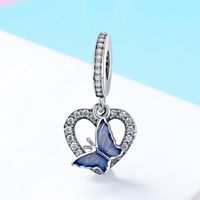 Casual Heart Shape Flower Butterfly Sterling Silver Inlay Zircon Jewelry Accessories main image 2