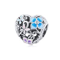 Casual Heart Shape Flower Butterfly Sterling Silver Inlay Zircon Jewelry Accessories sku image 3