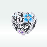Casual Heart Shape Flower Butterfly Sterling Silver Inlay Zircon Jewelry Accessories main image 4