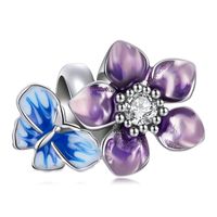 Casual Heart Shape Flower Butterfly Sterling Silver Inlay Zircon Jewelry Accessories sku image 1