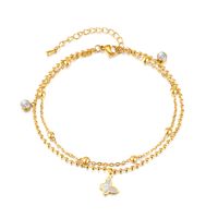Simple Style Butterfly 304 Stainless Steel Inlay Shell Zircon Women's Anklet sku image 1
