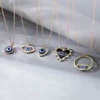 Hip-hop Vintage Style Simple Style Devil's Eye Alloy Inlay Rhinestones Women's Pendant Necklace main image 1