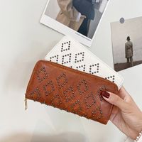 Women's Solid Color Rhombus Pu Leather Zipper Wallets main image 5