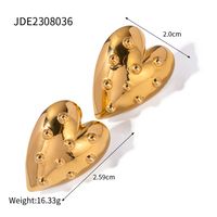 1 Pair Simple Style Heart Shape Plating Stainless Steel 18k Gold Plated Earrings sku image 1