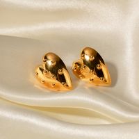 1 Pair Simple Style Heart Shape Plating Stainless Steel 18k Gold Plated Earrings main image 2