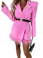 Women's Casual Solid Color Feather Double Breasted Coat main image 5