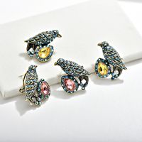 1 Pair Retro Leaf Flower Inlay Alloy Zircon Ear Studs main image 6