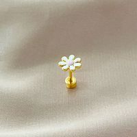 1 Piece Simple Style Flower Enamel Stainless Steel Ear Studs sku image 1