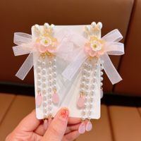 Ethnic Style Flower Bow Knot Cloth Beaded Hair Clip main image 4