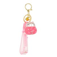 Cute Lucky Cat Floating Bottle Keychain Creative Quicksand Hanging Decoration Exquisite Couple Cars And Bags Key Pendants main image 5