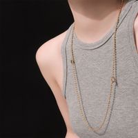 304 Stainless Steel 18K Gold Plated Simple Style Streetwear Geometric Double Layer Necklaces main image 5