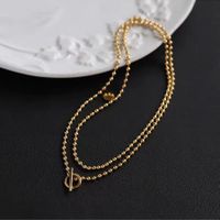 Edelstahl 304 18 Karat Vergoldet Einfacher Stil Strassenmode Geometrisch Doppellagige Halsketten main image 3