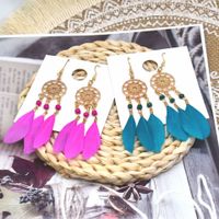 Wholesale Jewelry Classic Style Leaf Feather Patchwork Drop Earrings main image 5