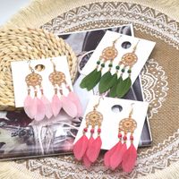 Bijoux En Gros Style Classique Feuille La Plume Patchwork Boucles D'oreilles main image 6