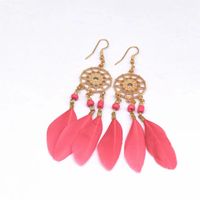 Wholesale Jewelry Classic Style Leaf Feather Patchwork Drop Earrings main image 4