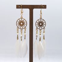 Wholesale Jewelry Classic Style Leaf Feather Patchwork Drop Earrings sku image 1