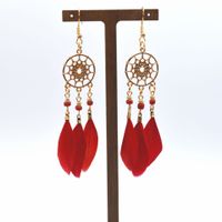Wholesale Jewelry Classic Style Leaf Feather Patchwork Drop Earrings sku image 3