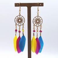 Wholesale Jewelry Classic Style Leaf Feather Patchwork Drop Earrings sku image 8