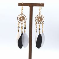 Wholesale Jewelry Classic Style Leaf Feather Patchwork Drop Earrings sku image 11