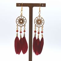 Wholesale Jewelry Classic Style Leaf Feather Patchwork Drop Earrings sku image 12