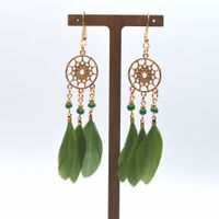 Wholesale Jewelry Classic Style Leaf Feather Patchwork Drop Earrings sku image 13