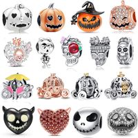 Ig Style Funny Pumpkin Heart Shape Skull Copper Plating Inlay Zircon Halloween Jewelry Accessories main image 1