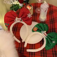 Women's Cartoon Style Simple Style Letter Bow Knot Snowflake Arylic Cloth Sequins Three-dimensional Hair Band main image 5