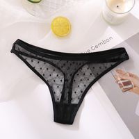 Solid Color Seamless Breathable Invisible Low Waist Thong Panties main image 6