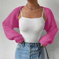 Women's Sweater Long Sleeve Sweaters & Cardigans Rib-knit Casual Simple Style Solid Color main image 5