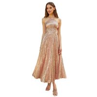 Women's Party Dress Elegant Sexy Halter Neck Sequins Sleeveless Solid Color Maxi Long Dress Banquet Party main image 5