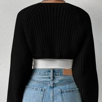 Women's Sweater Long Sleeve Sweaters & Cardigans Rib-knit Casual Simple Style Solid Color main image 3