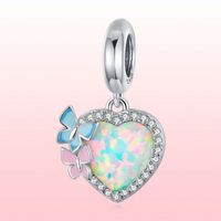 Casual Streetwear Heart Shape Flower Butterfly Sterling Silver Inlay Zircon Jewelry Accessories main image 5