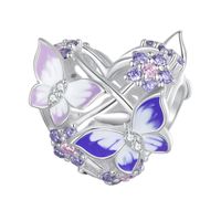 Casual Streetwear Heart Shape Flower Butterfly Sterling Silver Inlay Zircon Jewelry Accessories sku image 7