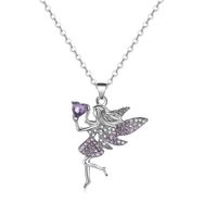 Fairy Style Cartoon Character Heart Shape Alloy Inlay Zircon Women's Pendant Necklace sku image 2