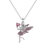 Fairy Style Cartoon Character Heart Shape Alloy Inlay Zircon Women's Pendant Necklace sku image 3